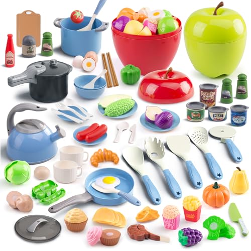 image for Funpynani 100Pcs Kitchen Playset, Kids Pretend Cooking Play Pots, Pans