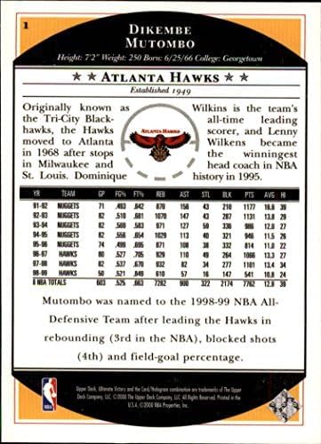 Vista 2 de 1999-00 Ultimate Victory #1 Dikembe Mutombo NBA Basketball Trading Card