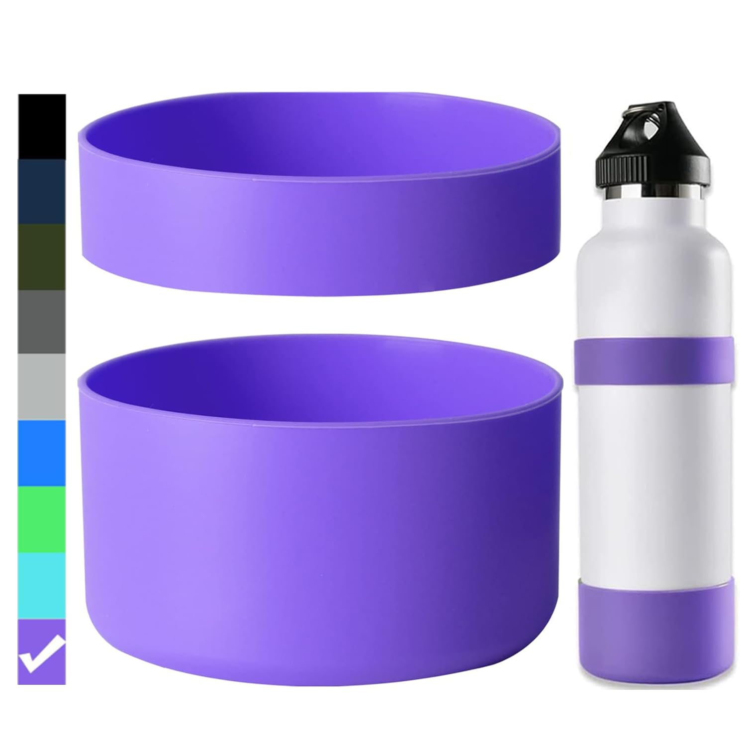 Miracredo 2 PCS Water Bottle Boot, Protective Silicone Bottle Sleeve, Anti-Slip Bottom Cover, BPA Free Silicone Ring, Compatible with Simple Modern, Iron Flask, Thermoflask, Hydro Flask & More Flasks — image 1