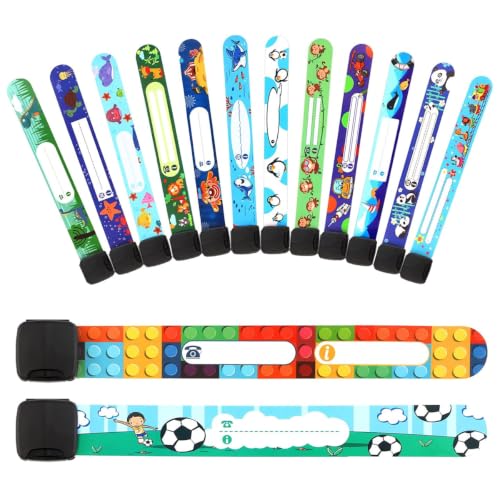 Image of Climberty Kids Safety ID Wristband - 12 Pack Waterproof PVC Wristband, Write-on Wristband Anti-Lost Identification Wristband with Buckle for Travel, Outing, Group Activity, 19.2cm x 2.15cm