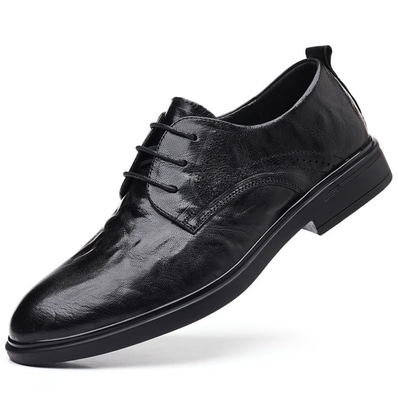 Men's Wingtip Fashion Modern Leather Oxford Comfort Retro Lace Up Tuxedo Shoes for Men Black Business Casual Platform Pointed Toe Dress Shoes