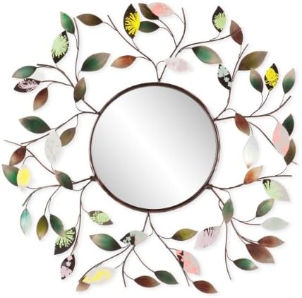 SEI Furniture Decorative Metallic Leaf Wall Mirror - 3D Leaf Hanging Art - Multicolored Eclectic Style