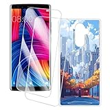 OAGELIM 2er Pack Bildschirm Schutzfolie + Hülle Kompatibel mit Doogee Mix 2 (5.99 Zoll) Künstlerisch Bedruckte Hülle & Gehärtetes Glas Kratzfest (Stadt)