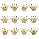 WULEEUPER Crown Balloons 12inch Gold Foil Helium Mylar Balloons for Birthday Wedding Halloween Christmas Party Decoration (Mini,12pcs)