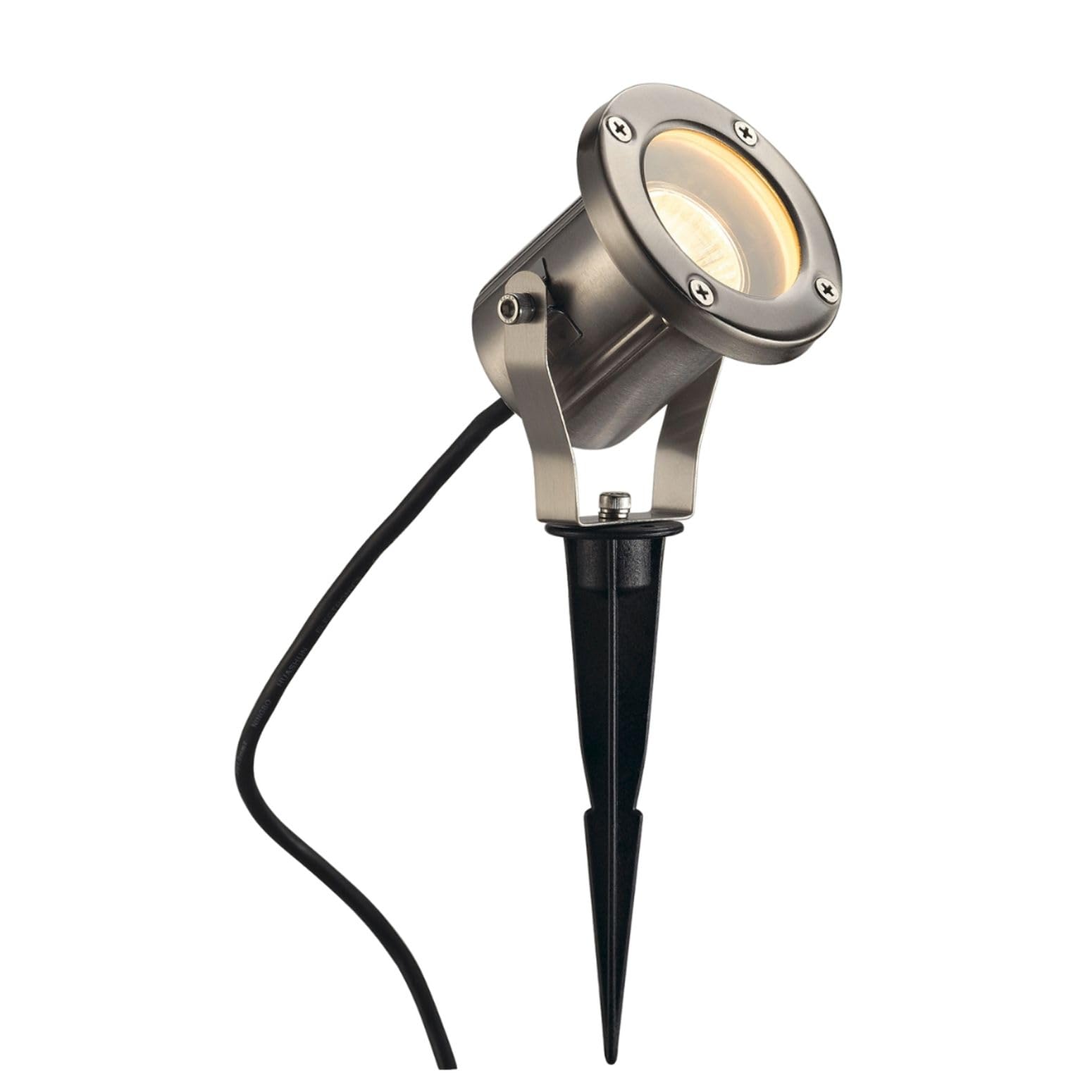SLV NAUTILUS | Außenlampe für die Beleuchtung von Garten, Terrasse, Pflanzen, Wegen, Teich, Aussen-Leuchte, Außen-Strahler | IP55, GU10, mit Stecker, Edelstahl 316