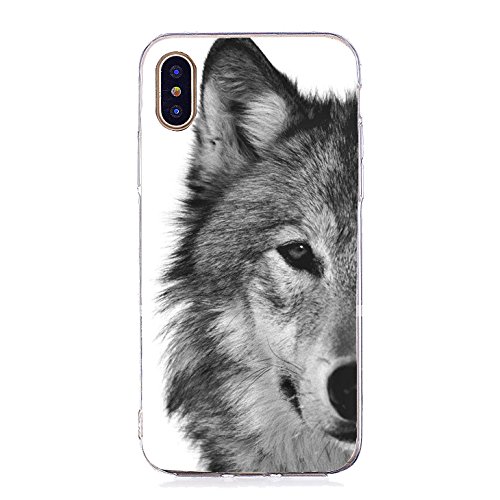 Inonler Indifferent wolf, ferocious animal, soft TPU silicone pattern case for iPhone X,silver case