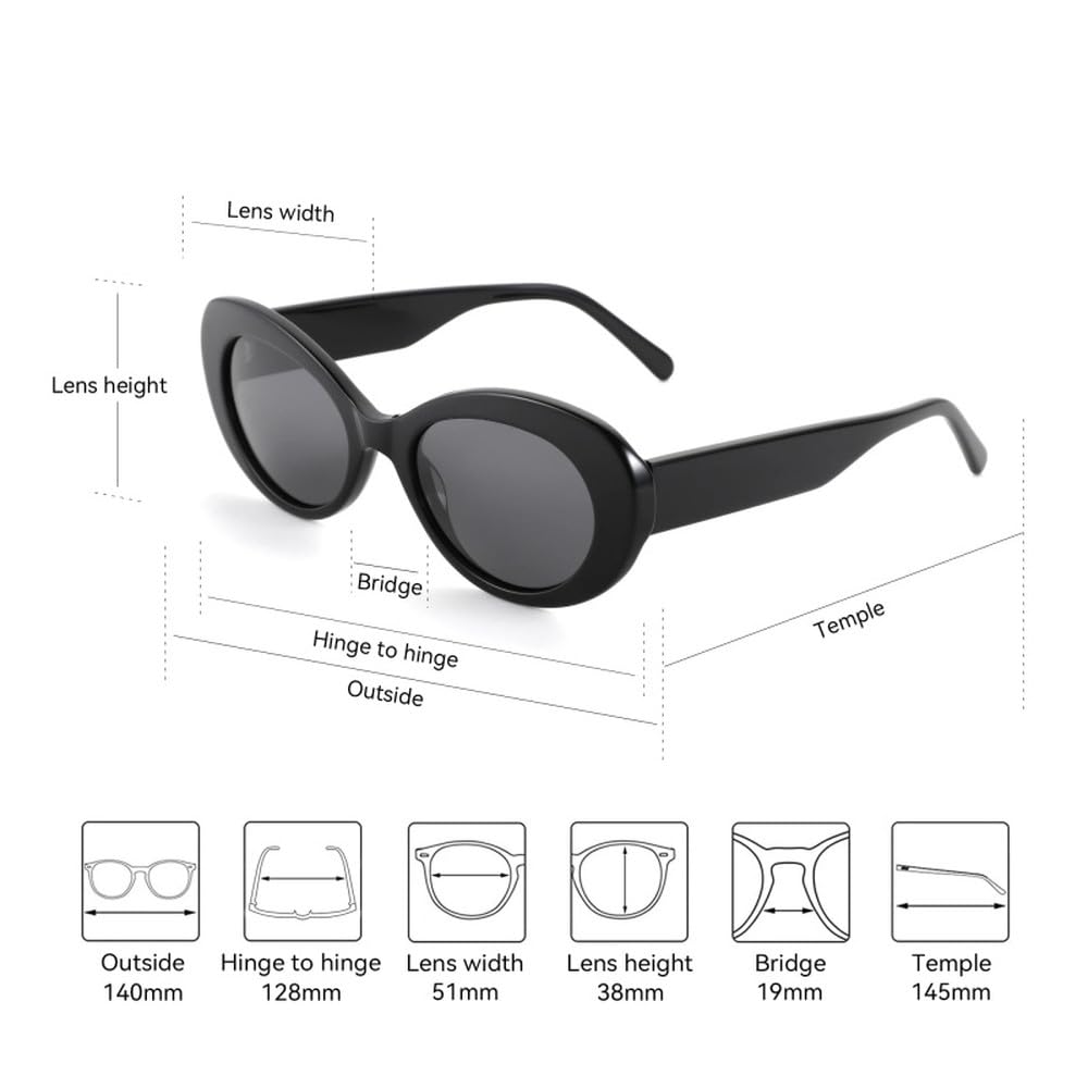 Gafas de sol polarizadas ovaladas de acetato con protección UV400