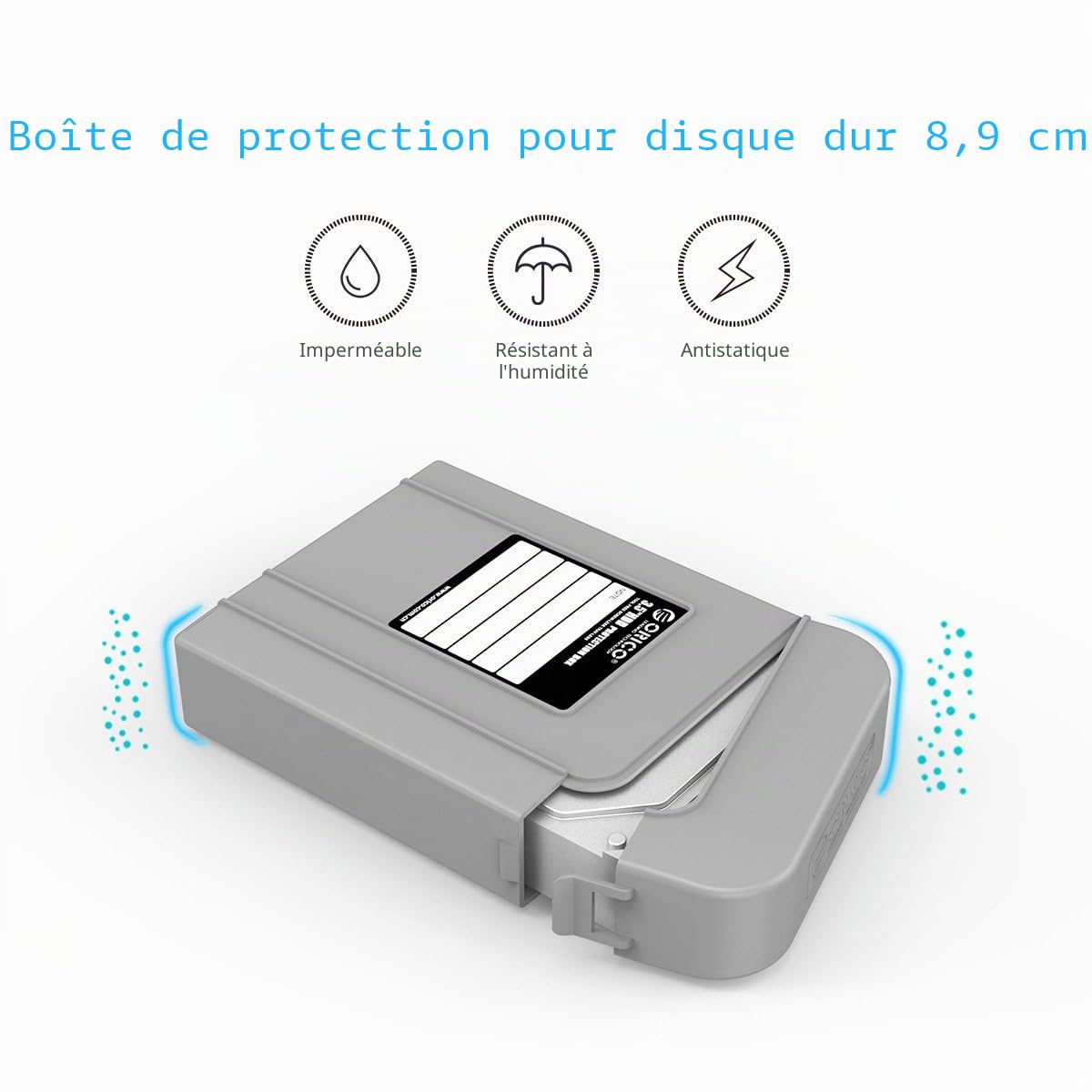 ORICO Externe Étui pour Disque Dur DE 3,5 Pouces, Boîtier de Protection Antichoc et Pare-poussière, Boite Disque Dur 3.5-Gris