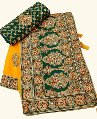 Image of Women's Bollywood Heavy Sequins Embroidery Work Georgette Saree with Unstitched Blouse
