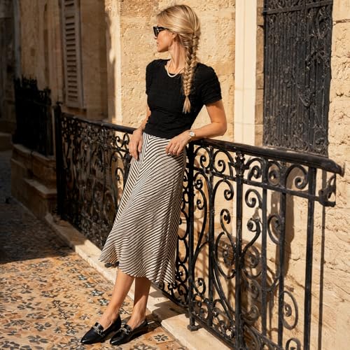 Image of Tilocow Metal Chain Loafers for Women Pointed Toe Slip on Flats Comfortable Fashion Work Shoes