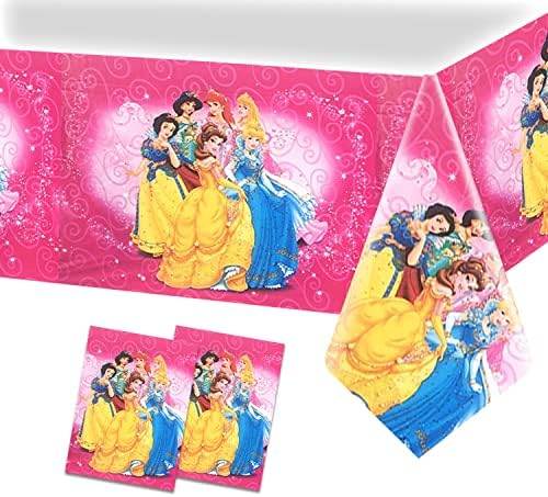 2pcs Princess Tablecloths Baby Princess Girl Happy Birthday Princess Theme Party Table Cover Decoration Plastic 180x108cm Princess Party Tablecloth Decoration Supplies