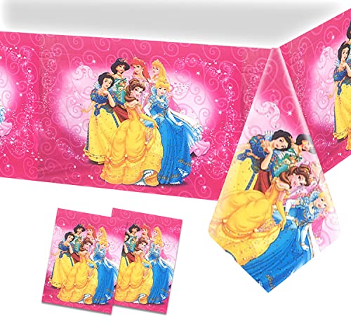 2 piezas de manteles de princesa para bebé princesa niña feliz cumpleaños princesa decoración de mesa temática decoración de mesa de fiesta suministros de decoración de mantel de princesa 1.8x1.08m