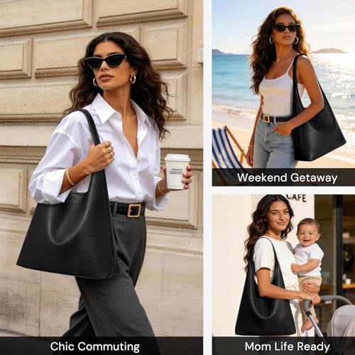 Large Slouchy Vegan Leather Hobo Bag