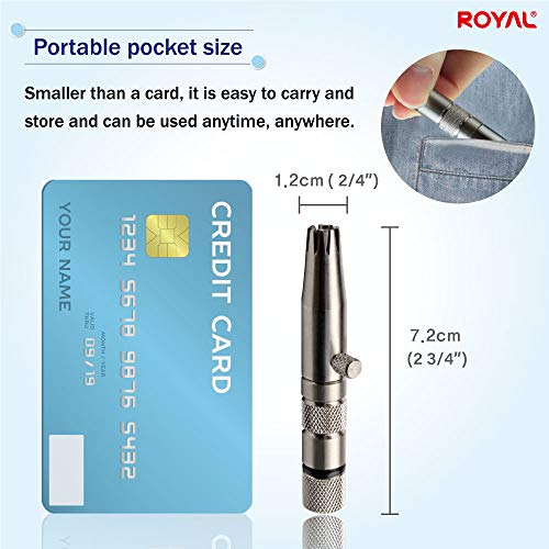 Image of ROYAL [Made in Korea] Premium Manual Nose Hair Trimmer for Men Silver Bullet, Battery-Free, Stainless Steel Rotary Blade Grooming Tool, Waterproof, Safe & Painless with Patented Mechanism, ET-3