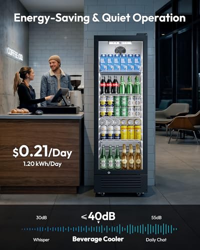 Image of EUHOMY 9 Cu.Ft Commercial Beverage Refrigerator with Glass Door, Display Refrigerator LED Light & Adjustable Shelves, Commercial Refrigerator with Lock, Display Fridge for Bar, Office, Restaurant