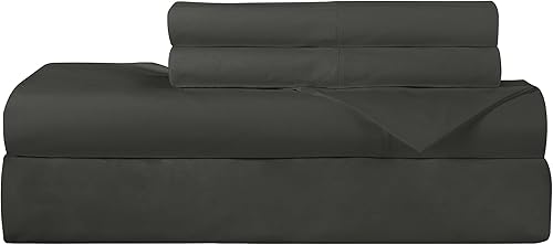 ROYALE LINENS Juego de sábanas de percal de 300 hilos de 100 % algodón peinado de fibras largas, 3 piezas, 1 sábana bajera, 1 sábana encimera y 1