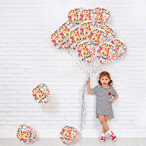 50 Pieces Rainbow Multicolor Confetti Balloons 12 Inches Latex Balloon With Bright Colorful Confetti Pre-Filled For Wedding Engagement Party Decoration #TOP5
