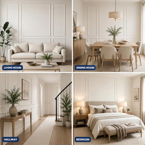 Image of 3 Set Peel and Stick Wall Molding Kit,Pre Cut Wainscoting Panels,24x60in