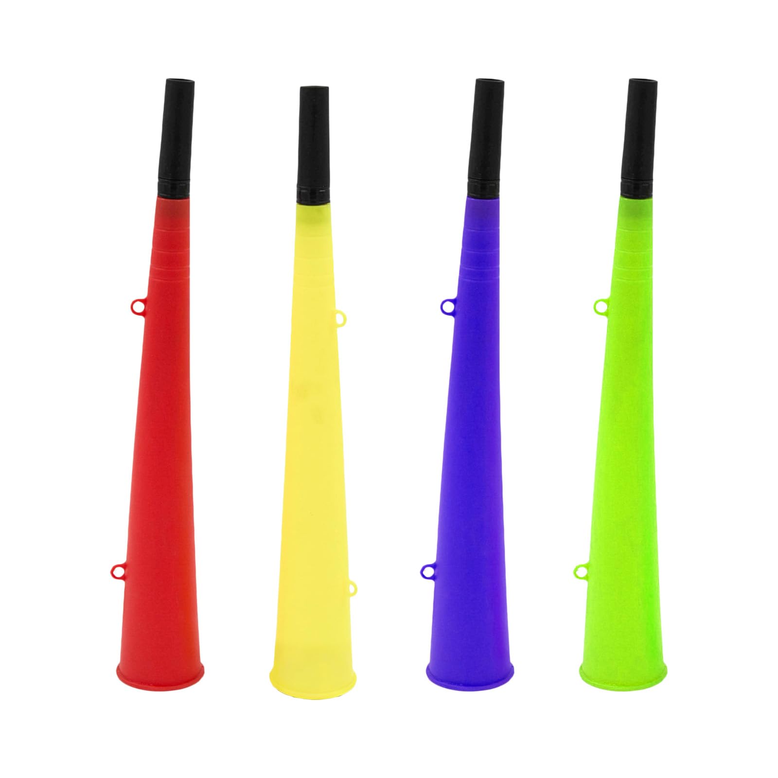Ksikdeg 4PCS Football Fan Vuvuzela Horns Color Assorted Loud Cheering Tool Celebration Trumpets for Stadium Parties Plastics Cheering Horns Birthday Party Supplies