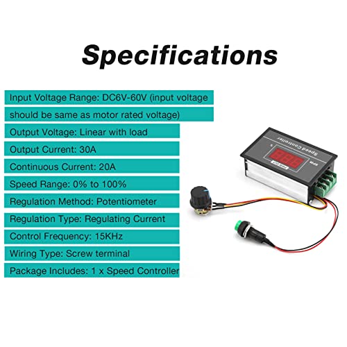 DEWIN DC Motor Controller, 10pcs DC 6-60V 12V 24V 36V 48V 30A PWM DC DEWIN DC Motor Controller, 10pcs DC 6-60V 12V 24V 36V 48V 30A PWM DC