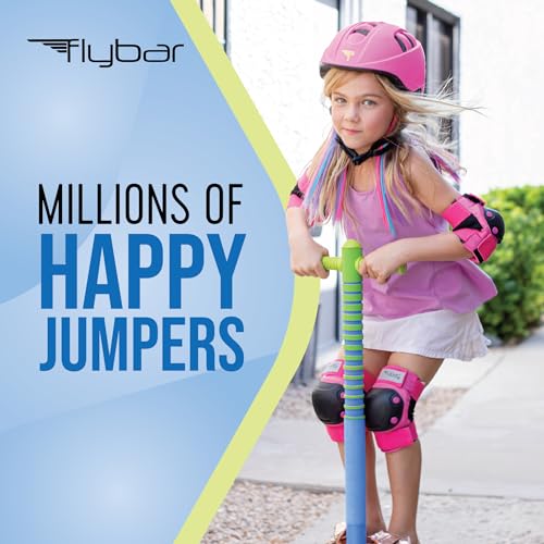 Image of Flybar Maverick 2.0 Foam Pogo Stick for Kids Ages 5 and Up, 40 to 80 Pounds, Outdoor Kids Toys, Pogo Stick for Boys and Girls, Rubber Grip, By The Original Pogo Stick Company (Blue /Green)