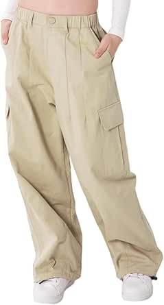 Rolanko Baggy Cargo Fallschirmhose für Mädchen, Y2K Vintage Jogger mit
