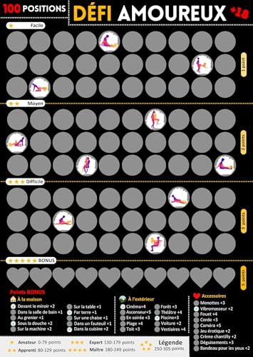 JOCERO Kamasutra Poster à Gratter A3 – 100 Positions à Découvrir à Deux – Jeu Intime et Ludique pour Couples – Encre Dorée Sans Traces – Idée...
