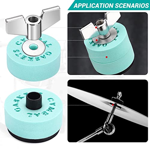 Facmogu 23Pcs Eva Material Cymbal Replacement Accessories, Cymbal Stand Tubes, Drum Cymbal Eva Pads Include Wing Nuts, Washers, Cymbal Sleeves & Drum Key - Green #TOP3