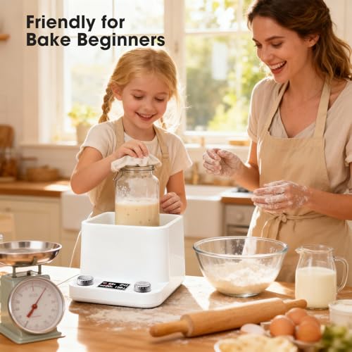 Sourdough Starter Warmer | Water Bath Precise 1°F Thermostat (70-104°F) Sourdough Warmer| For jars under 50 oz | 1-198H Memory Timer | 360° Uniform Warmer |Fermenter's Dream for Home Baking (White) by MQFORU - Image 9