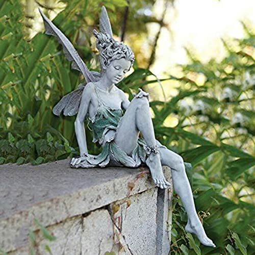 Tisbruma Sitzende Fee Garten Ornament Tudor Und Turek Sitzen Elfen Resin...