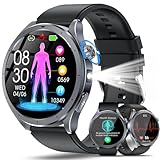 YUPENG Smart Watch for Men Women ECG/HRV/Uric Acid/BMI, 1.53" AMOLED Screen AI Fitness Smartwatch with Bluetooth Calls, Blood Pressure/Heart rate/Body Temperature/Sleep Monitor/SpO2/SOS (Black)