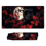 マウスパッド 大型 ゲーミング 月の黒豹 マウスマット デスクマット 特大 おおきい キーボードパッド ゴム底 防水手入れ簡単 快適操作性 滑り止め 耐久性 良い おしゃれ かわいい サイバーカフェ オフィス最適 適度な表面摩擦 女性へのプレゼント 100 x 50cm s-920