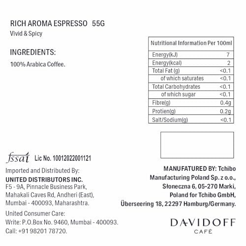 Image of Davidoff Rich Aroma Espresso Vivid & Spicy Coffee 10 Capsules - 10 /12 Intensity - 100% Arabica - 55G