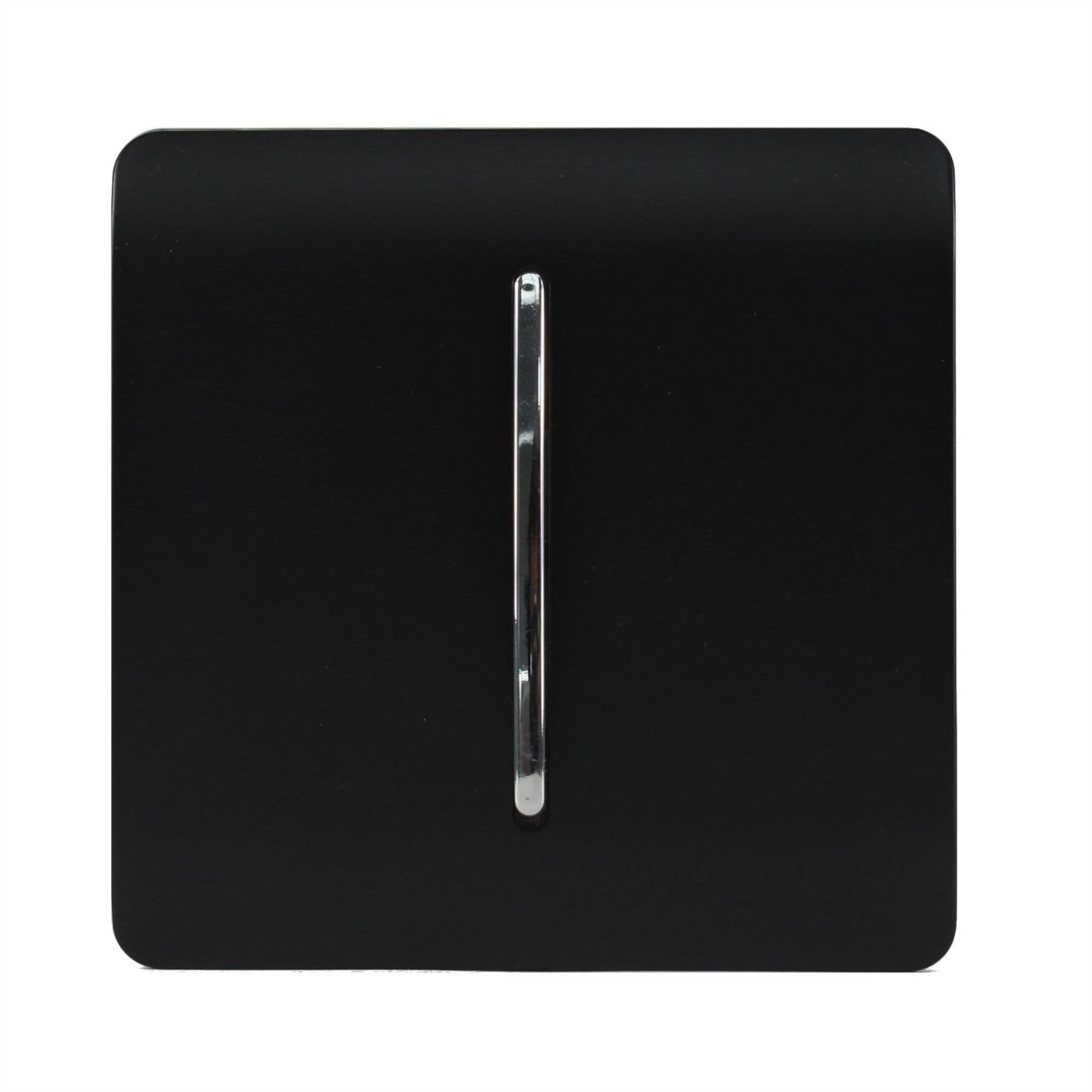 Trendi Switch Fan Isolator 10A Triple Pole Chrome Rocker Switch in Matt Black