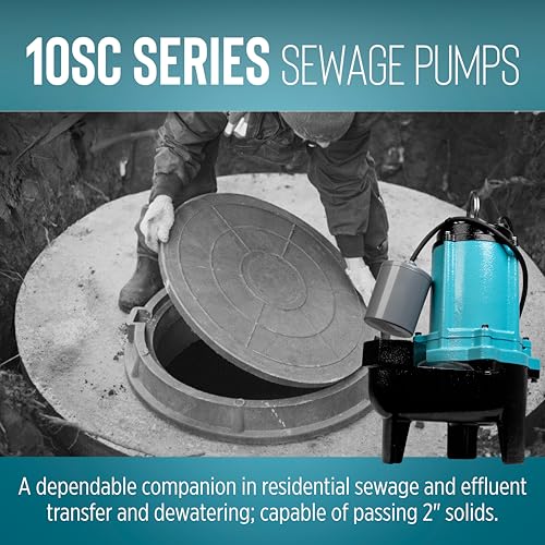 Little Giant 1/2 HP Cast Iron Automatic Submersible Sewage Pump, Blue by Little Giant - Used condition - Image 4
