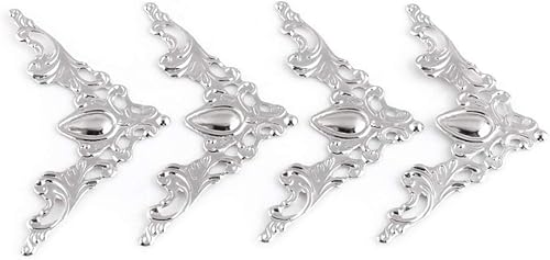 Miniatura 6 de Hilitand 20 protectores de esquina de metal antiguo – Esquina decorativa para muebles de libros, cajas de joyería (blanco plateado)