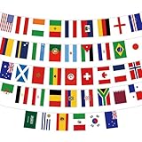 World Cup Flag Banner 42 International Country Flag Bunting, Square Pennant Banner,...
