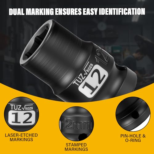 Image of 1 /2 Inch Drive 12mm Shalllow Metric 6 Point CR-MO Impact Socket | Radius Corner Design,Square Chamfered Opening,Axle Nut Impact Grade Socket for Easy Removal