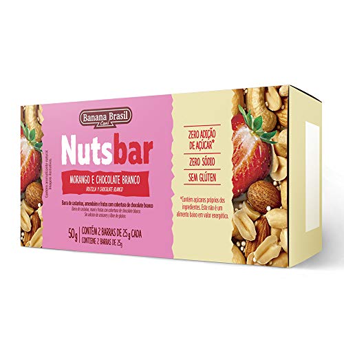 Banana Brasil Nutsbar Castanhas Morango E Chocolate Branco Caixa Com 2Un De 25G