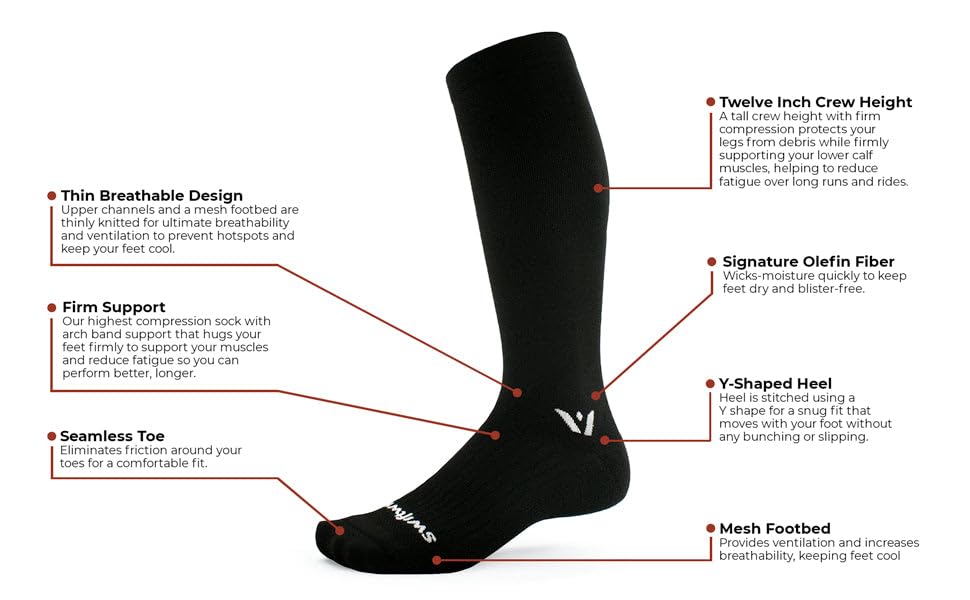 Image of Swiftwick ASPIRE TWELVE Running Socks, Knee High Compression Fit