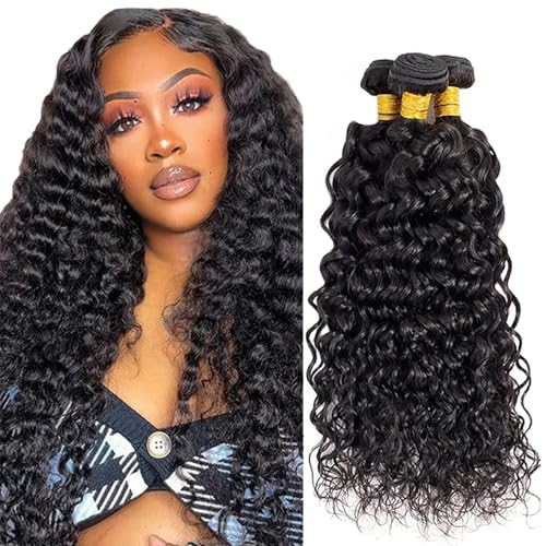 24 26 28 Inch Natural Black Color Water Wave Bundles