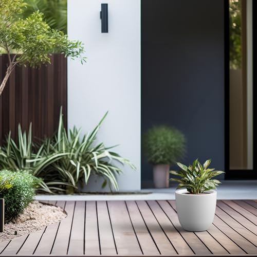 Image of Kante Small Round Bowl White Concrete Planter 10 inch Dia, Outdoor