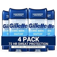 Gillette Antiperspirant and Deodorant for Men, 72hr Sweat & Odor Protection, Long Lasting Freshness, Anti-White Mark Technology, Clear Gel, Cool Wave Scent, 3.8 oz (Pack of 4)