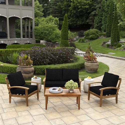 Image of Arden Outdoor Loveseat Cushion Set, 48 x 24, Rain-Proof, Fade Resistant, Cushion Set for Couch, Bench, and Swing Black Leala