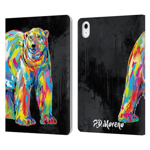 Étui portefeuille iPad Air 11 en cuir aux couleurs pop graphisme ours blanc