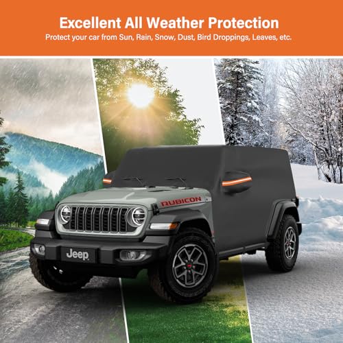 Image of Custom Fit Wrangler JK JL 4 Door Car Cover 2007-2025 | Waterproof & Windproof All-Weather Protection with UV Shield | Easy Install & Durable Fit