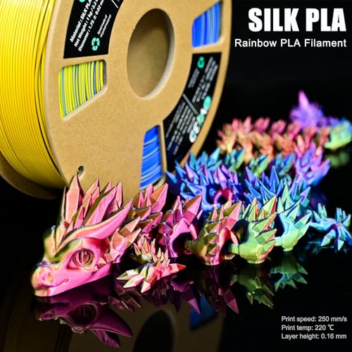 Image of OVV3D Silk PLA Filament 1.75mm+ /- 0.02mm, Tri-Color 3D Printer Filament High Speed Printing PLA+ Pro, Better Strength 3D Filament, Red Yellow Blue 1kg / 2.2lbs