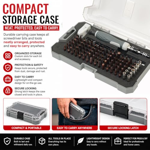 Image of Spartan 107 in 1 Precision Screwdriver Tool Set | Multi-Purpose Magnetic Repair Kit with Storage Case for Mobile, Laptop, Watch, Camera, Electronics & DIY Repair Use