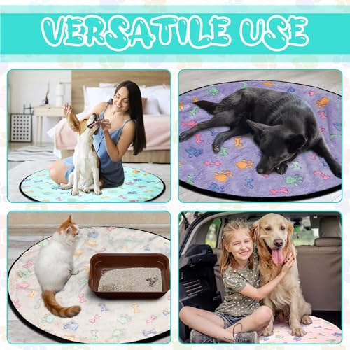 Image of 8 Pack Round Pee Pads for Dogs Washable 32'' Waterproof Whelping Pads Reusable Puppy Pads Anti Slip Pet Training Pads Absorbent Whelping Floor Pad Whelping Box Supplies for Crate Potty