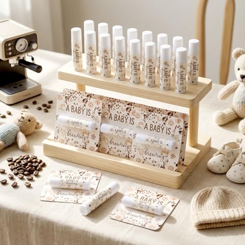 Image of 24 Pcs Baby Shower Favors for Guests, A Baby Is Brewing Coffee Theme Lip Balm Bulk, Moisturizing Lip Balm Set with Thank You Tags, Cute Party Favors Decorations